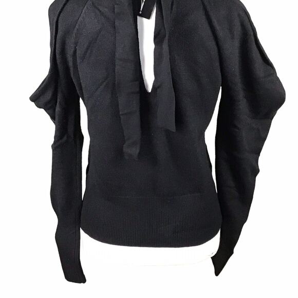 INC International Concepts Womens Black Cold Shoulder Bow Back Sweater Small NWT - Picture 12 of 15